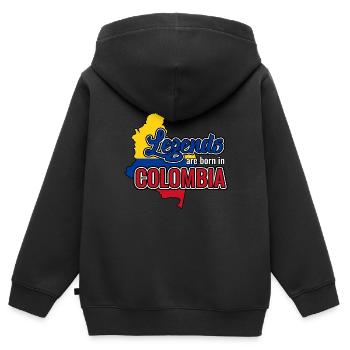 Colombie - Sweat Premium à capuche zippé enfant bio - noir - Dos - AI Model Kid Male (0cm)