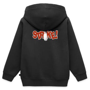 Bowling Strike - Kinder Premium Organic Zip Hoodie - Schwarz - Hinten - AI Model Kid Male (0cm)