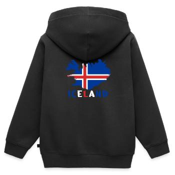 Islande - Sweat Premium à capuche zippé enfant bio - noir - Dos - AI Model Kid Male (0cm)