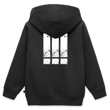 Point d'exclamation, point d'exclamation, point d'exclamation - Sweat Premium à capuche zippé enfant bio - noir - Dos - AI Model Kid Male (0cm)