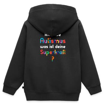 Autismus Autist - Kinder Premium Organic Zip Hoodie - Schwarz - Hinten - AI Model Kid Male (0cm)