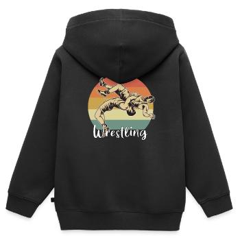Ringen - Kinder Premium Organic Zip Hoodie - Schwarz - Hinten - AI Model Kid Male (0cm)