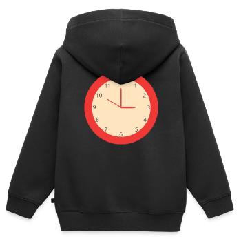 Uhr - Kinder Premium Organic Zip Hoodie - Schwarz - Hinten - AI Model Kid Male (0cm)