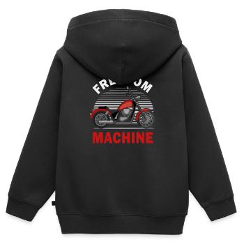 Motard moto Chopper - Sweat Premium à capuche zippé enfant bio - noir - Dos - AI Model Kid Male (0cm)