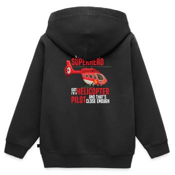 Hubschrauber - Kinder Premium Organic Zip Hoodie - Schwarz - Hinten - AI Model Kid Male (0cm)