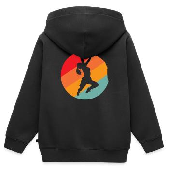 Fels klettern Frau - Kinder Premium Organic Zip Hoodie - Schwarz - Hinten - AI Model Kid Male (0cm)