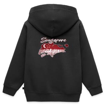 Singapour - Sweat Premium à capuche zippé enfant bio - noir - Dos - AI Model Kid Male (0cm)