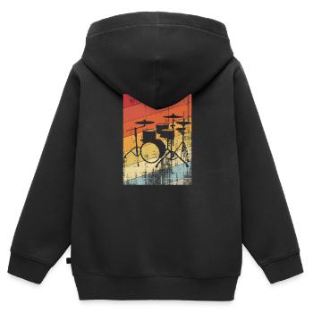 Vintage-Trommel - Kinder Premium Organic Zip Hoodie - Schwarz - Hinten - AI Model Kid Male (0cm)