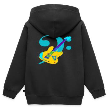 Bass Guitar Music Notes Clef - Kinder Premium Organic Zip Hoodie - Schwarz - Hinten - AI Model Kid Male (0cm)
