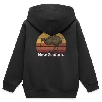 Neuseeland - Kinder Premium Organic Zip Hoodie - Schwarz - Hinten - AI Model Kid Male (0cm)