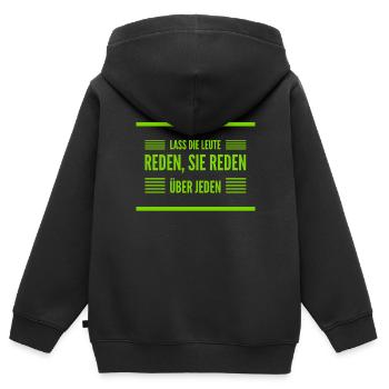 Klatsch und Tratsch - Kinder Premium Organic Zip Hoodie - Schwarz - Hinten - AI Model Kid Male (0cm)