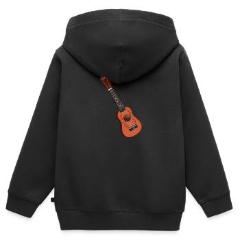 Ukulele Guitar - Sweat Premium à capuche zippé enfant bio - noir - Dos - AI Model Kid Male (0cm)