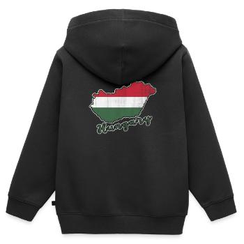 Ungarn - Kinder Premium Organic Zip Hoodie - Schwarz - Hinten - AI Model Kid Male (0cm)