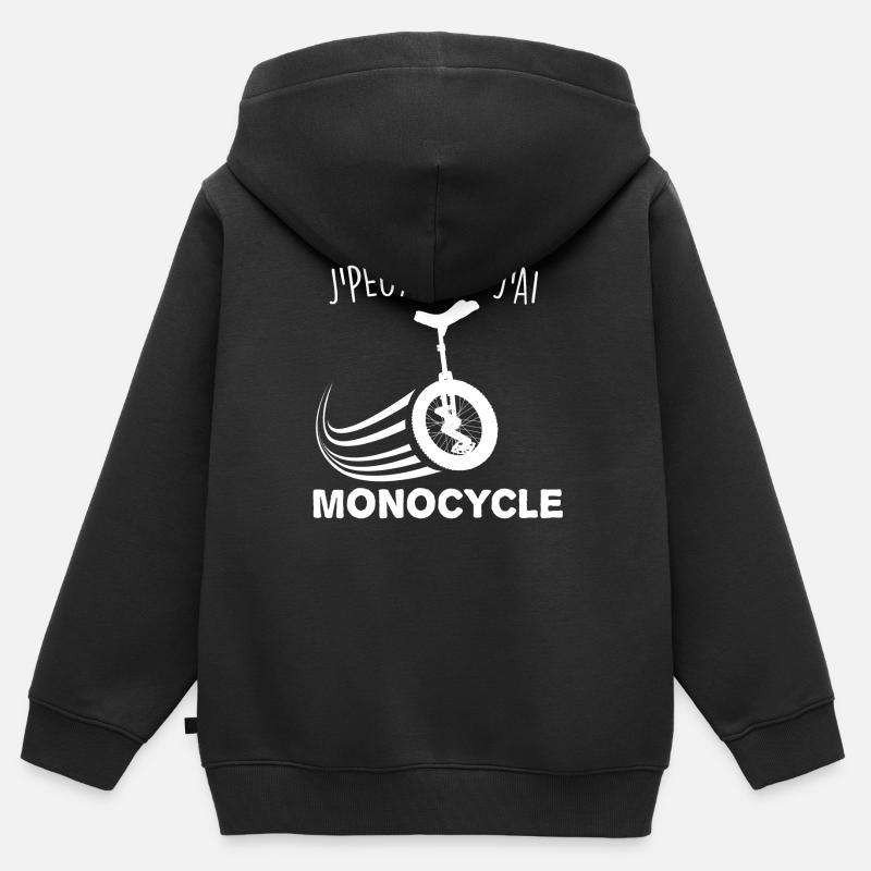 je peux pas j'ai monocycle - Sweat Premium à capuche zippé enfant bio - noir