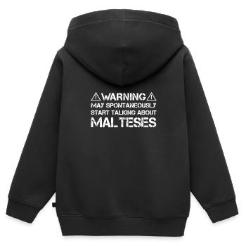 Maltese Maltese - Kids Premium Organic Zip-up Hoodie - black - Back - AI Model Kid Male (0cm)