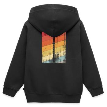 flûte - Sweat Premium à capuche zippé enfant bio - noir - Dos - AI Model Kid Male (0cm)