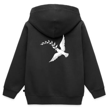 Friedenstaube - Kinder Premium Organic Zip Hoodie - Schwarz - Hinten - AI Model Kid Male (0cm)
