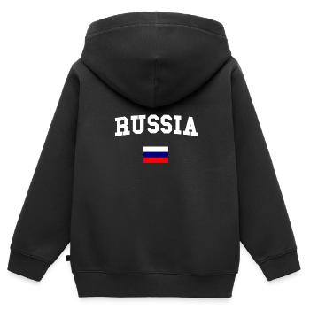 RUSSLAND - Kinder Premium Organic Zip Hoodie - Schwarz - Hinten - AI Model Kid Male (0cm)