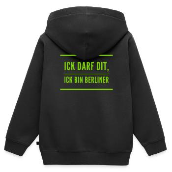 ick darf dit, ick bin Berliner - Kinder Premium Organic Zip Hoodie - Schwarz - Hinten - AI Model Kid Male (0cm)