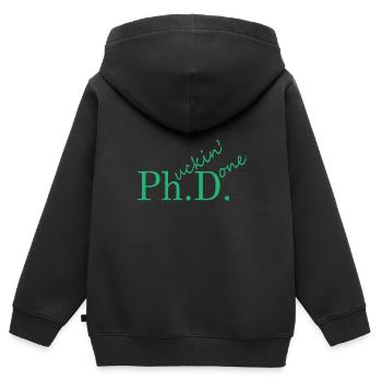 Thèse de doctorat Phd Diplôme Cadeau - Sweat Premium à capuche zippé enfant bio - noir - Dos - AI Model Kid Male (0cm)
