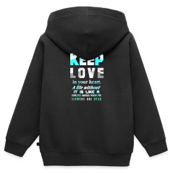 Behalte die Liebe in deinem Herzen - Kinder Premium Organic Zip Hoodie - Schwarz - Hinten - AI Model Kid Male (0cm)