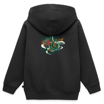 Drachen Japan - Kinder Premium Organic Zip Hoodie - Schwarz - Hinten - AI Model Kid Male (0cm)