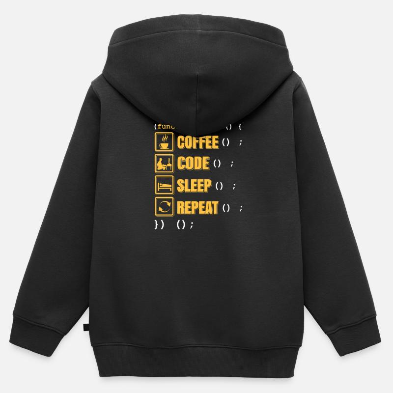 programmeur - Sweat Premium à capuche zippé enfant bio - noir