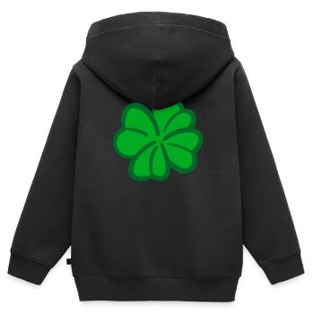 Kleeblatt grün glück - Kinder Premium Organic Zip Hoodie - Schwarz - Hinten - AI Model Kid Male (0cm)