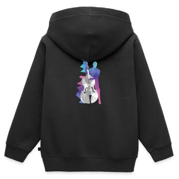 Kontrabass - Kinder Premium Organic Zip Hoodie - Schwarz - Hinten - AI Model Kid Male (0cm)