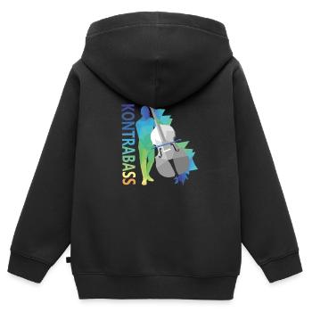 Kontrabass - Kinder Premium Organic Zip Hoodie - Schwarz - Hinten - AI Model Kid Male (0cm)