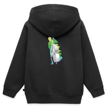 Kontrabass - Kinder Premium Organic Zip Hoodie - Schwarz - Hinten - AI Model Kid Male (0cm)