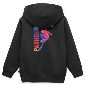 Parkour Geschenk - Kinder Premium Organic Zip Hoodie - Schwarz - Hinten - AI Model Kid Male (0cm)
