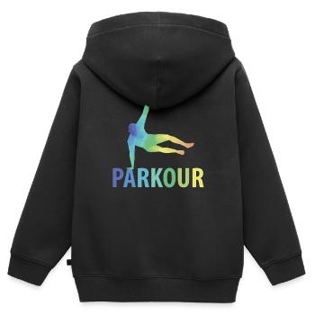 Parkour Geschenk - Kinder Premium Organic Zip Hoodie - Schwarz - Hinten - AI Model Kid Male (0cm)