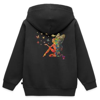 Fee 10 - Energiekunst - Kinder Premium Organic Zip Hoodie - Schwarz - Hinten - AI Model Kid Male (0cm)