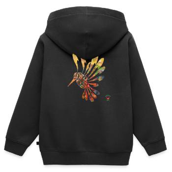 Colibri 3 - Energiekunst - Kinder Premium Organic Zip Hoodie - Schwarz - Hinten - AI Model Kid Male (0cm)