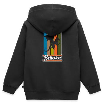 Imagination de feu de dragon - Sweat Premium à capuche zippé enfant bio - noir - Dos - AI Model Kid Male (0cm)