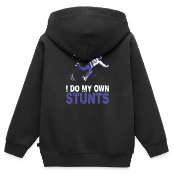 Ski Skifahrer Skifahren I do my own stunts - Kinder Premium Organic Zip Hoodie - Schwarz - Hinten - AI Model Kid Male (0cm)