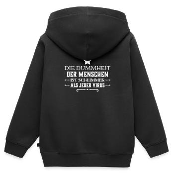 die Menschen sind so dumm - Kinder Premium Organic Zip Hoodie - Schwarz - Hinten - AI Model Kid Male (0cm)