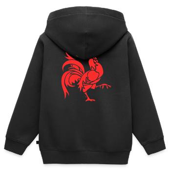 rooster - Kids Premium Organic Zip-up Hoodie - black - Back - AI Model Kid Male (0cm)