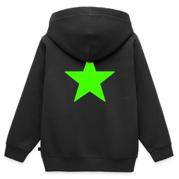 grüner Stern - Kinder Premium Organic Zip Hoodie - Schwarz - Hinten - AI Model Kid Male (0cm)