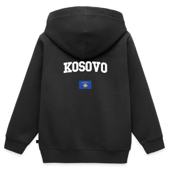 KOSOVO - Kinder Premium Organic Zip Hoodie - Schwarz - Hinten - AI Model Kid Male (0cm)