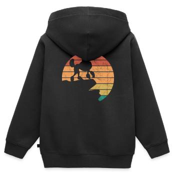 Pudel Retro Look Pudel Hunde Mama - Kinder Premium Organic Zip Hoodie - Schwarz - Hinten - AI Model Kid Male (0cm)
