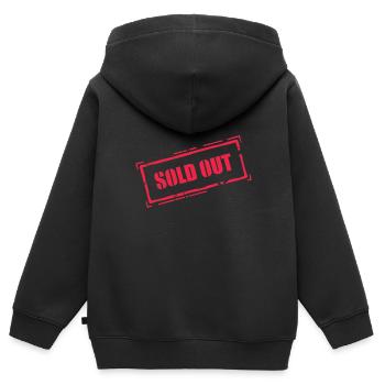 Sold Out Stempel (Rot) - Kinder Premium Organic Zip Hoodie - Schwarz - Hinten - AI Model Kid Male (0cm)