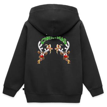 MERRY CHRISTMAS - Sweat Premium à capuche zippé enfant bio - noir - Dos - AI Model Kid Male (0cm)