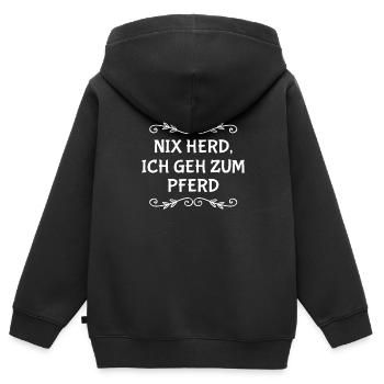 nix Herd, ich geh zum Pferd - Kinder Premium Organic Zip Hoodie - Schwarz - Hinten - AI Model Kid Male (0cm)