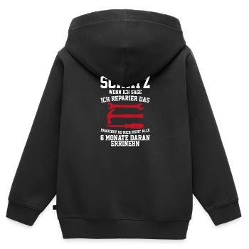 Schatz als ich sage ich mache erinnere mich nicht - Kinder Premium Organic Zip Hoodie - Schwarz - Hinten - AI Model Kid Male (0cm)