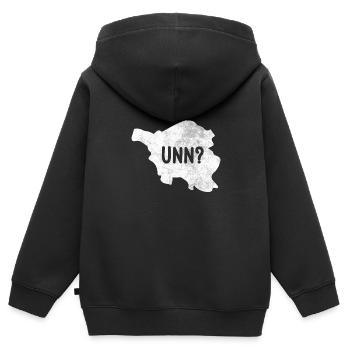 Sarre et Sarre Sarre drôle - Sweat Premium à capuche zippé enfant bio - noir - Dos - AI Model Kid Male (0cm)