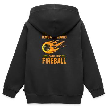 Boule de feu cadeau nerd disant blague - Sweat Premium à capuche zippé enfant bio - noir - Dos - AI Model Kid Male (0cm)