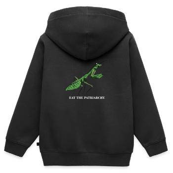 Patriarche feministe cadeau - Sweat Premium à capuche zippé enfant bio - noir - Dos - AI Model Kid Male (0cm)