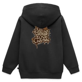 Lustiges Laufen für Schokolade - Kinder Premium Organic Zip Hoodie - Schwarz - Hinten - AI Model Kid Male (0cm)